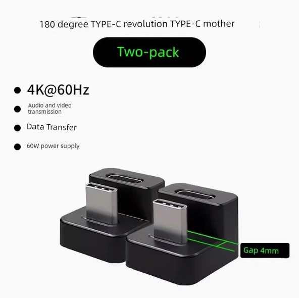 MiniHDMI - HDMI Taşınabilir Ekran 180 Derece Adaptör - Typc Dirsek 2