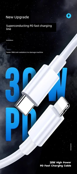 iPhone Hızlı Şarj Kablosu 2.0m USB - Lightning - 1'li Paket (30 Dakikada Dolum) - 7