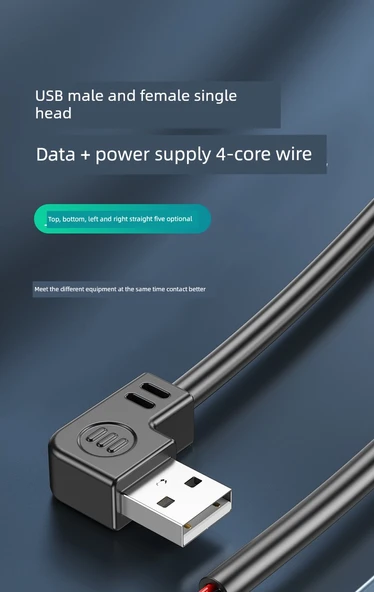 USB Data Kablosu 0.5m - Düz Erkek Başlıklı (4 Çekirdekli) - 6