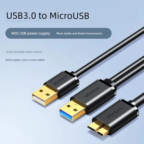USB 3.0 Data Kablosu - 1m - Güç Kaynaklı