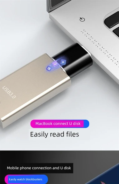 Type-C - USB OTG Adaptör - Altın - Anahtarlık Askılı - 11