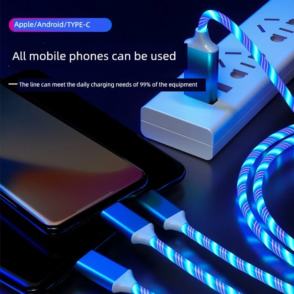 LED Şarj Kablosu - 1m Android Micro USB - Kırmızı - 5