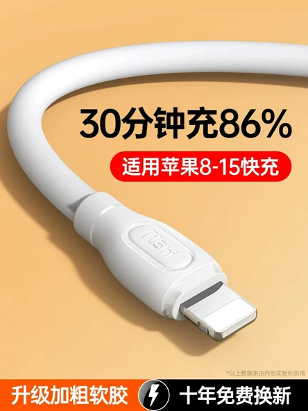 Hızlı Şarj USB Kablosu - Lightning/Type-C - 1 Metre - 30 Dakikada %86 Şarj - 1 Alana 1 Bedava - 2