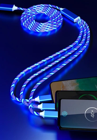 LED Şarj Kablosu - 1m Android Micro USB - Kırmızı - 8