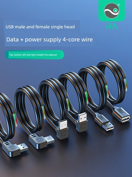 USB Data Kablosu 0.3m - Yukarı Bakan Erkek Başlıklı (4 Çekirdekli) - Resim 2