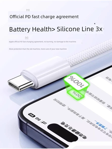 30W Çift USB Type-C Araç Şarj Kablosu - Apple iPhone 15 için - 2 Metre - 3