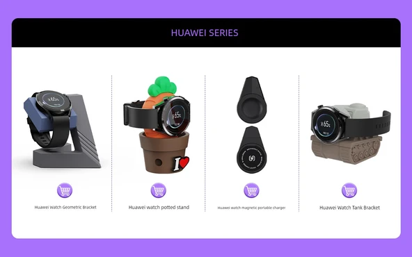 Huawei Saat Şarj Standı - Açık Gri + 1.8m Hızlı Şarj Kablosu - 7