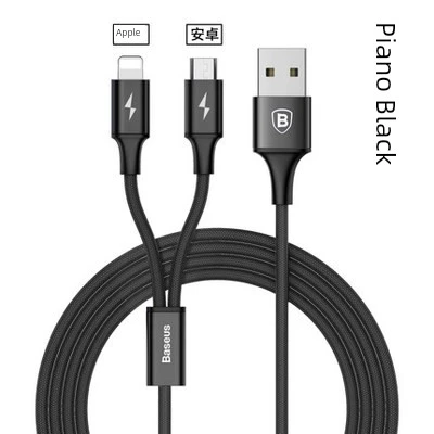 3'ü 1 Arada Şarj Kablosu - Apple + Android - Siyah