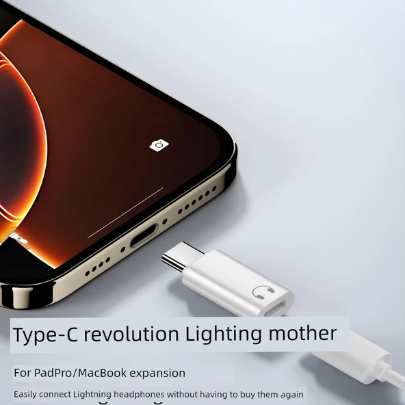 Type-C Lightning Adaptör - Beyaz - PD100W, C100 Çip, Müzik, Hat Kontrolü, Sesli Arama - 2