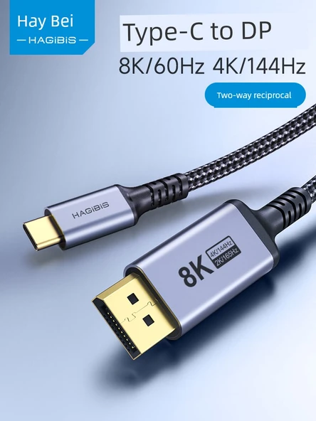 USB-C - DP Harici Monitör Kablosu - 2 Metre - 8K 60Hz / 4K 144Hz - 2