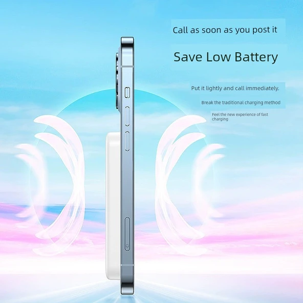 10000mAh Manyetik Magsafe Kablosuz Şarj Powerbank - Beyaz RPP-65 - 3