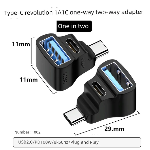 Type-C - A1C1 Adaptör (USB 2.0, PD100W, 8K 60Hz)