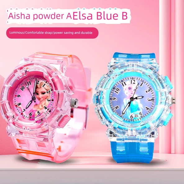 Elsa Çocuk Elektronik Saat - Pudra AA + B Mavi Kombinasyon