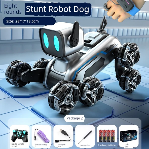 Elektrikli Robot Köpek Oyuncağı - Sıcak Çift Elektrikli Çift Kontrollü [Hareket Sensörü/El Kumandalı] 2 Şarj Edilebilir Pil
