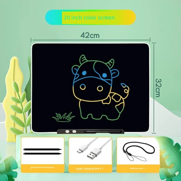 Çocuk LCD Yazı Tahtası - 20 inç Renkli - Şarj Edilebilir Göz Koruma Ekranlı
