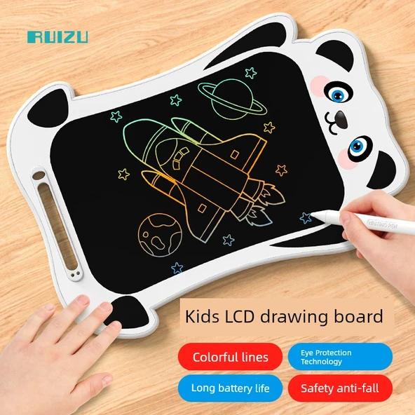 Çocuk LCD Çizim Tahtası - 10 İnç Renkli Ekran - Beyaz Panda