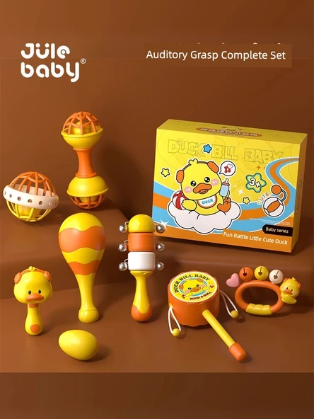 Bebek Çıngırak Oyuncak Seti - Sarı Ördek 8 Parça Çıngırak Hediye Kutusu - Resim 2