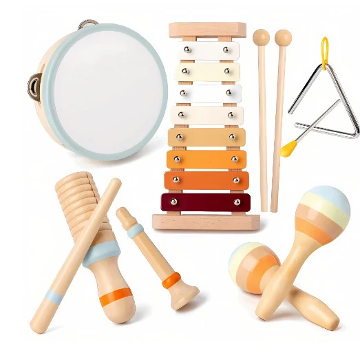 Ahşap Orff Perküsyon Müzik Aleti Seti - 6 Parça Müzik Aleti Kombinasyonu