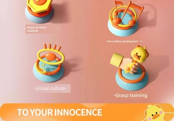 Bebek Çıngırak Oyuncak Seti - Sarı Ördek 8 Parça Çıngırak Hediye Kutusu - Resim 9