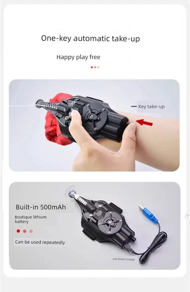 Örümcek Adam İplik Fırlatıcı Oyuncak - Mavi - Otomatik Sarma - 10