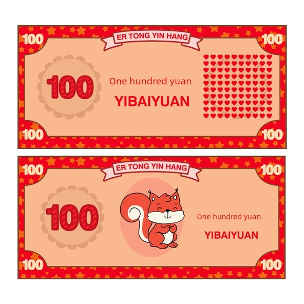 Çocuklar için Oyun Parası Seti - 100 Yuan (100 Adet)