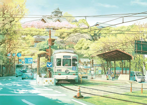 Kamakura Tramvay 1000 Parça Ahşap Puzzle - Japon Köşesi 007