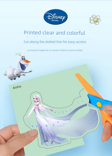 Disney Çocuk Origami Kağıt Kesme Seti - Karlar Ülkesi + Prenses [240 Yaprak, 40 Origami, Güvenlik Makası] - 9