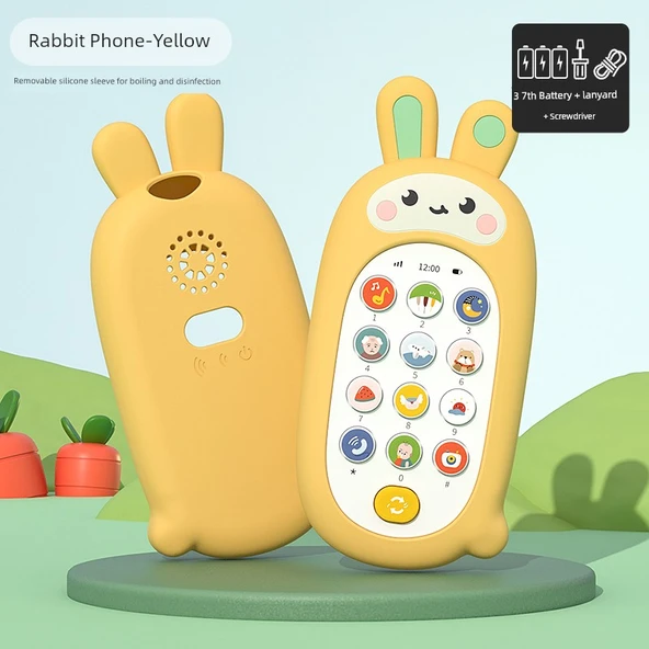 Çocuk Oyuncak Telefon - Tavşan Sarı - Standart Pil