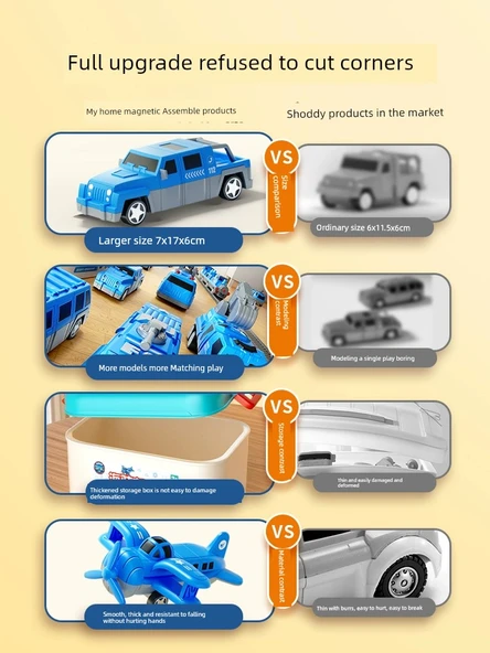 3D Manyetik Çocuk Yapbozu - Deniz, Kara ve Hava Lüks Set 35 Parça - Resim 4