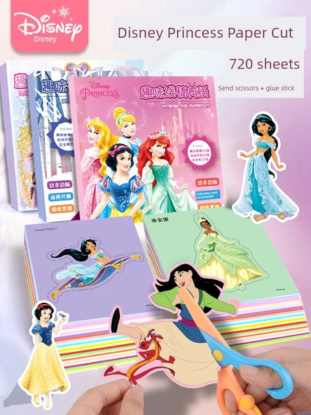 Disney Çocuk Origami Kağıt Kesme Seti - Karlar Ülkesi + Prenses [240 Yaprak, 40 Origami, Güvenlik Makası] - 2