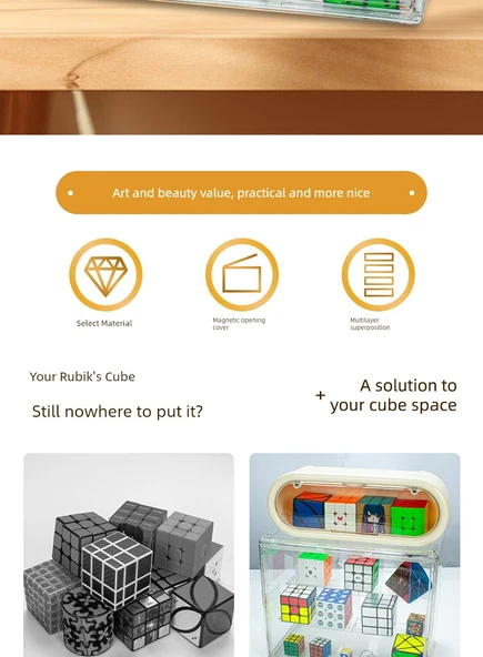 [Üçlü] Duvara Monte Rubik Küp Saklama Kutusu - 9