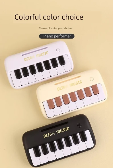 Çocuk Elektronik Klavye Mini Cep Piyano - Siyah (Hediye Kutulu, Müzik, Pilli) - 11