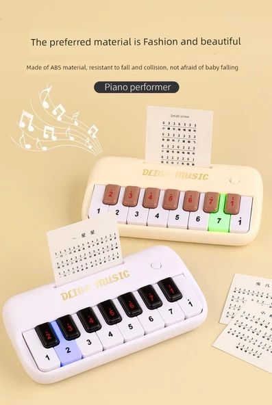 Çocuk Elektronik Klavye Mini Cep Piyano - Siyah (Hediye Kutulu, Müzik, Pilli) - 9