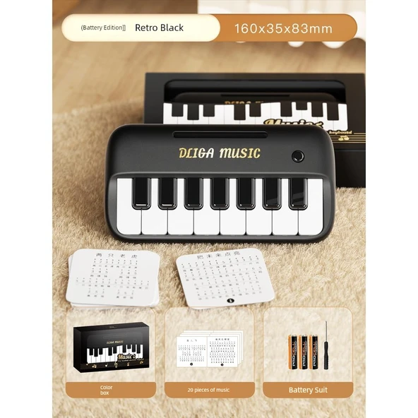 Çocuk Elektronik Klavye Mini Cep Piyano - Beyaz (Hediye Kutulu, Müzik, Pilli)