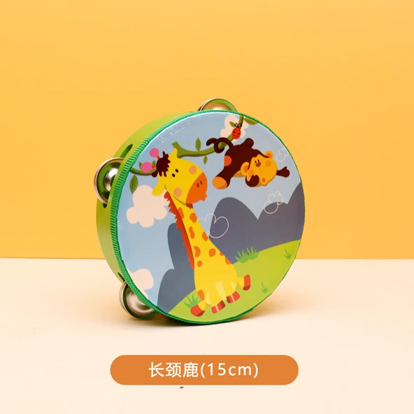 Çocuk Müzik Aleti - Yeşil Zürafa - Orff Zil ve Tef - 15cm
