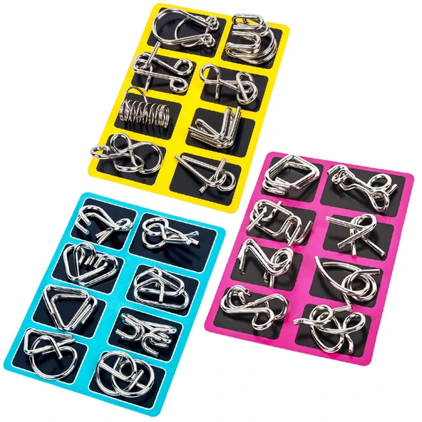 Çin Zeka Geliştirici Ahşap Metal Puzzle - Luban Kilit 24 Parça Set A+B+C