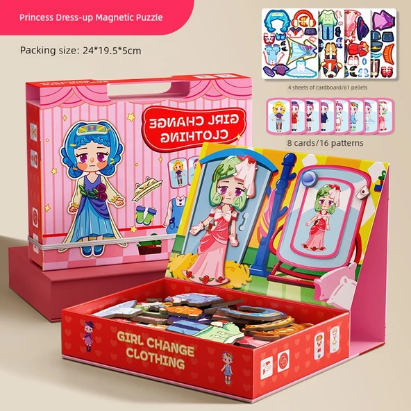 Manyetik Prenses Giydirme Oyunu - Manyetik Çıkartma Puzzle
