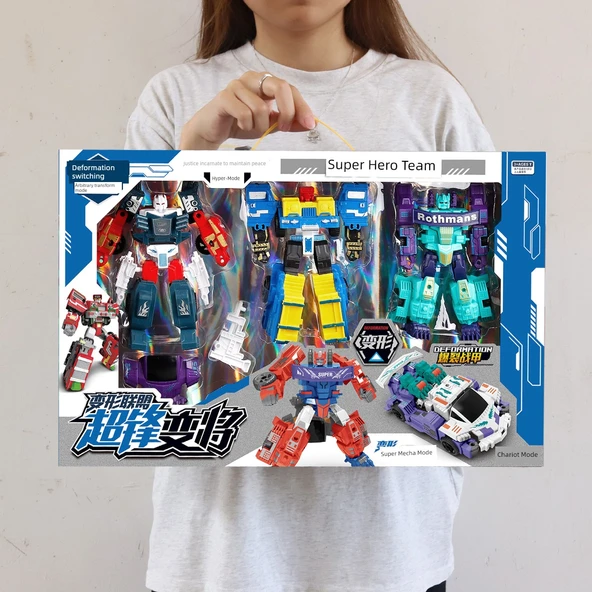Robot Araba Tank Mecha Dönüşüm Oyuncak - Mecha Dönüşüm Üçlü Paket [Çantalı Büyük Hediye Kutusu] - 3