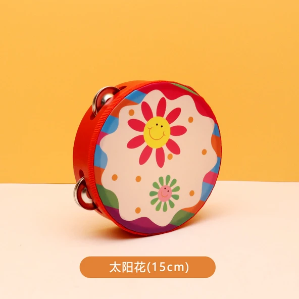 Çocuk Müzik Aleti - Kırmızı Ayçiçeği - Orff Zil ve Tef - 15cm