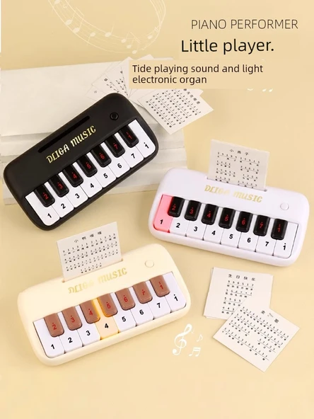 Çocuk Elektronik Klavye Mini Cep Piyano - Siyah (Hediye Kutulu, Müzik, Pilli) - 3