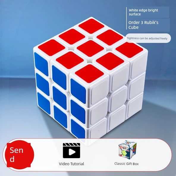 Eğitici Rubik Küpü - Beyaz Üçüncü Derece Pürüzsüz + Eğitim + Hediye Kutusu