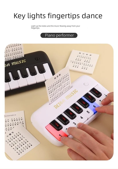 Çocuk Elektronik Klavye Mini Cep Piyano - Siyah (Hediye Kutulu, Müzik, Pilli) - 10