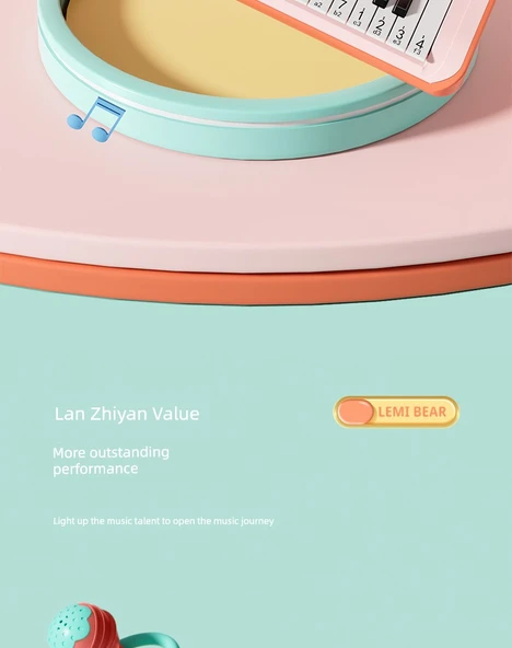 Çocuk Elektronik Klavye Piyano - Büyük Boy Yüksek Ayaklı Çilek Kırmızısı Pilli - Resim 7