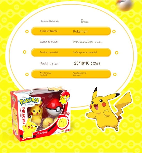 Pokemon Dönüşen Top Oyuncak Seti - Kombinasyon [Pikachu + Harika Kurbağa Çiçek + 2 Elf Topu] - 6