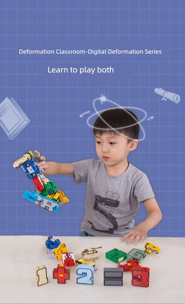 Dönüşen Robot Oyuncak Araba - 10 Rakam + 5 Sembol Çanta Hediye Kutulu - 6