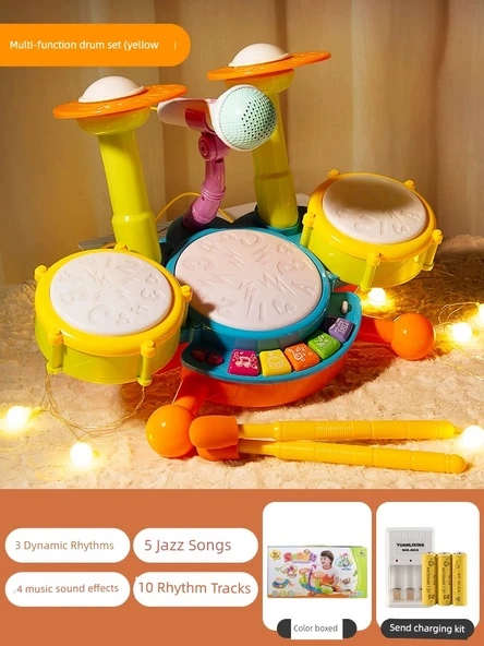 Çocuklar için Müzik Oyuncakları - Puzzle Davul Seti - Şarjlı