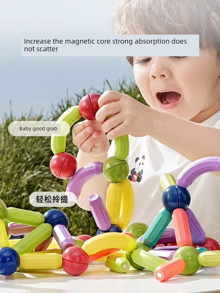 Manyetik Yapı Blokları Puzzle Seti - 128 Parça - Güçlü Mıknatıslı + Saklama Kutulu - 5