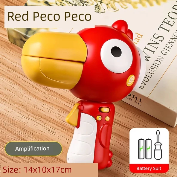 Çocuk Ses Değiştirici Mikrofon Oyuncak Korna - [Pilli] Kırmızı Peco Peco Korna (Kayıt + Ses)