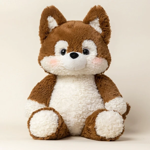 Sevimli Hayvan Peluş Oyuncak - Çıplak Kahverengi Husky 50cm - 1