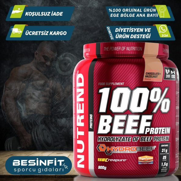 Nutrend Beef Protein Tozu 900 gr (Çikolata-Fındık) + HEDİYE